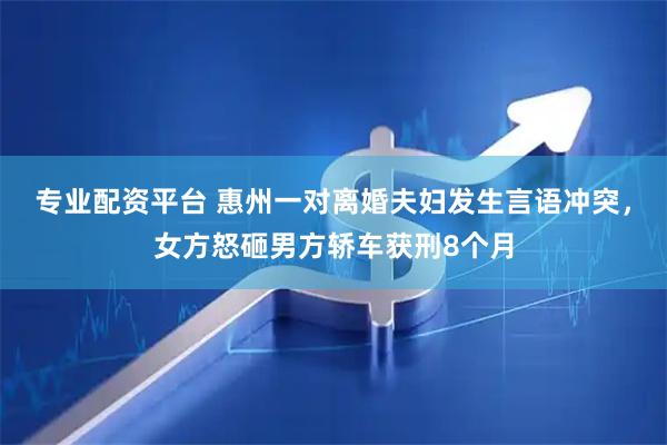 专业配资平台 惠州一对离婚夫妇发生言语冲突，女方怒砸男方轿车获刑8个月